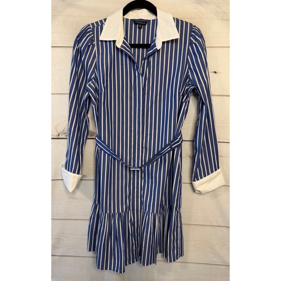 J. Crew Dresses & Skirts - J. Crew Blue and White Striped Long Sleeve Shirt Dress
